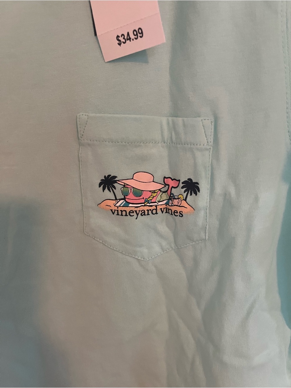 Vineyard Vines Mint Pocket Tee with Beach Graphic - Picture 3 of 5